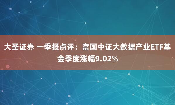 大圣证券 一季报点评:富国中证大数据产业ETF基金季度涨幅9.02%