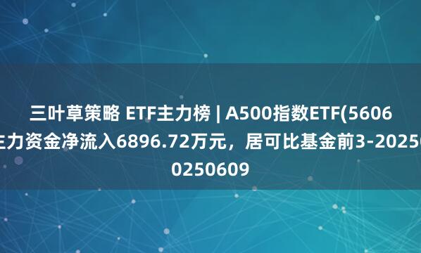 三叶草策略 ETF主力榜 | A500指数ETF(560610)主力资金净流入6896.72万元,居可比基金前3-20250609